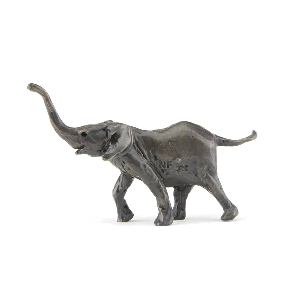 Bronze Elephant Sculpture: Walking Baby Elephant by Jonathan Sanders