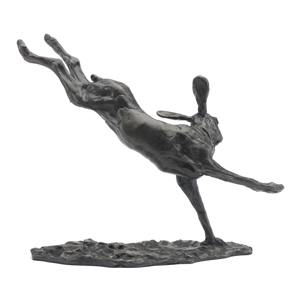 Bronze Hare Sculpture: Flying Hare II by Sue Maclaurin