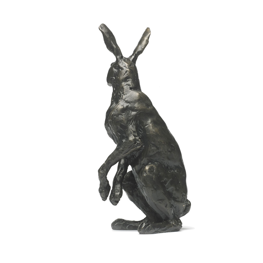 Bronze Hare Sculpture: Large Alert Hare by Sue Maclaurin