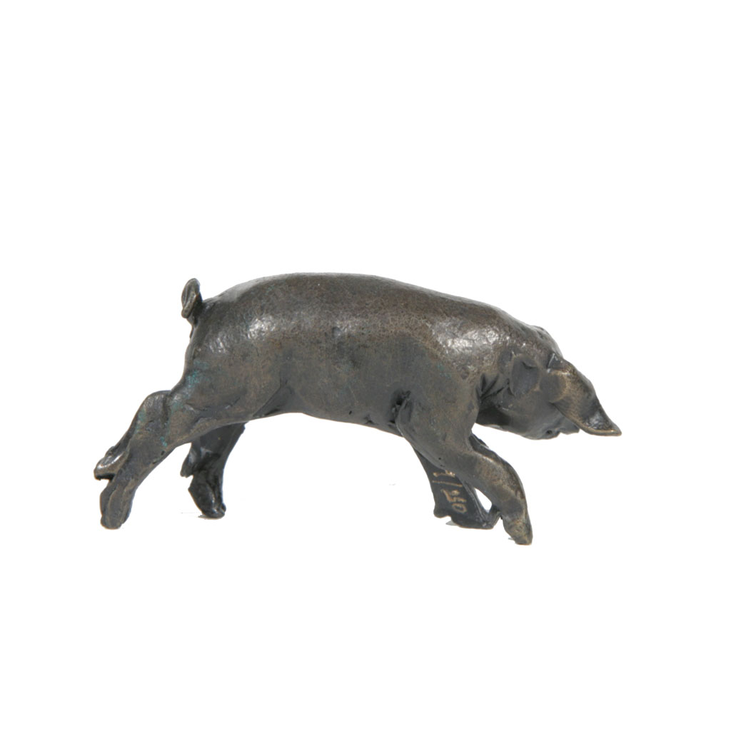 Bronze Pig Sculpture: Piglet Head Left by Sue Maclaurin