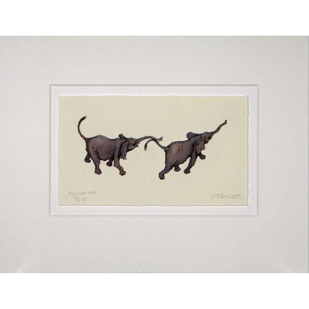 Limited Edition Elephant Print: Follow Me by Jonathan Sanders