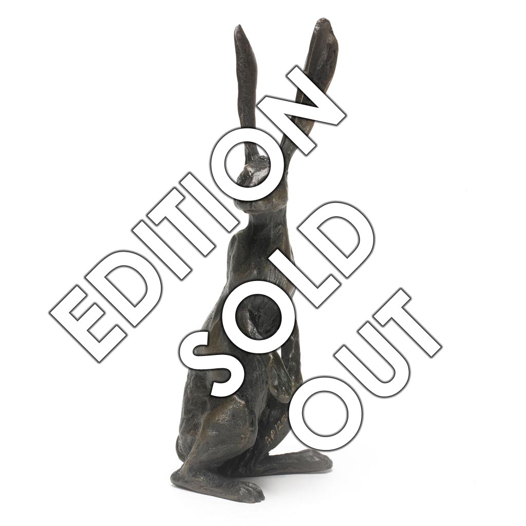 Bronze Hare Sculpture: Alert Hare by Sue Maclaurin
