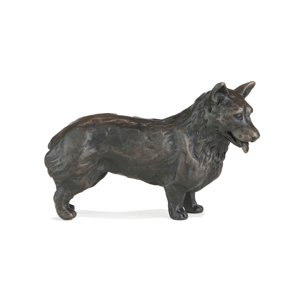 Bronze Dog Sculpture: Standing Corgi by Sue Maclaurin