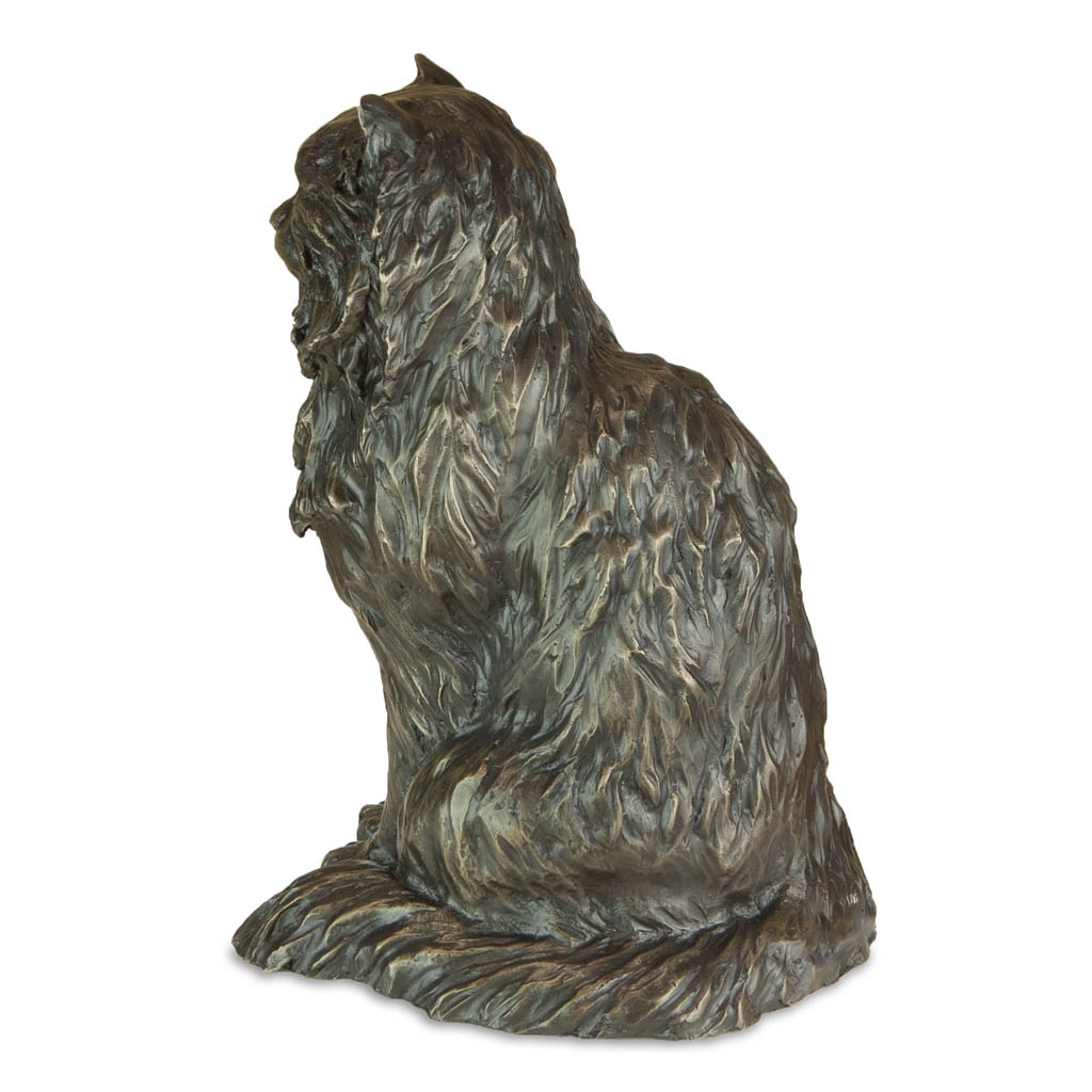 Bronze Cat Sculpture: Garden Long Haired Sitting Cat (Life Sized) by Sue Maclaurin