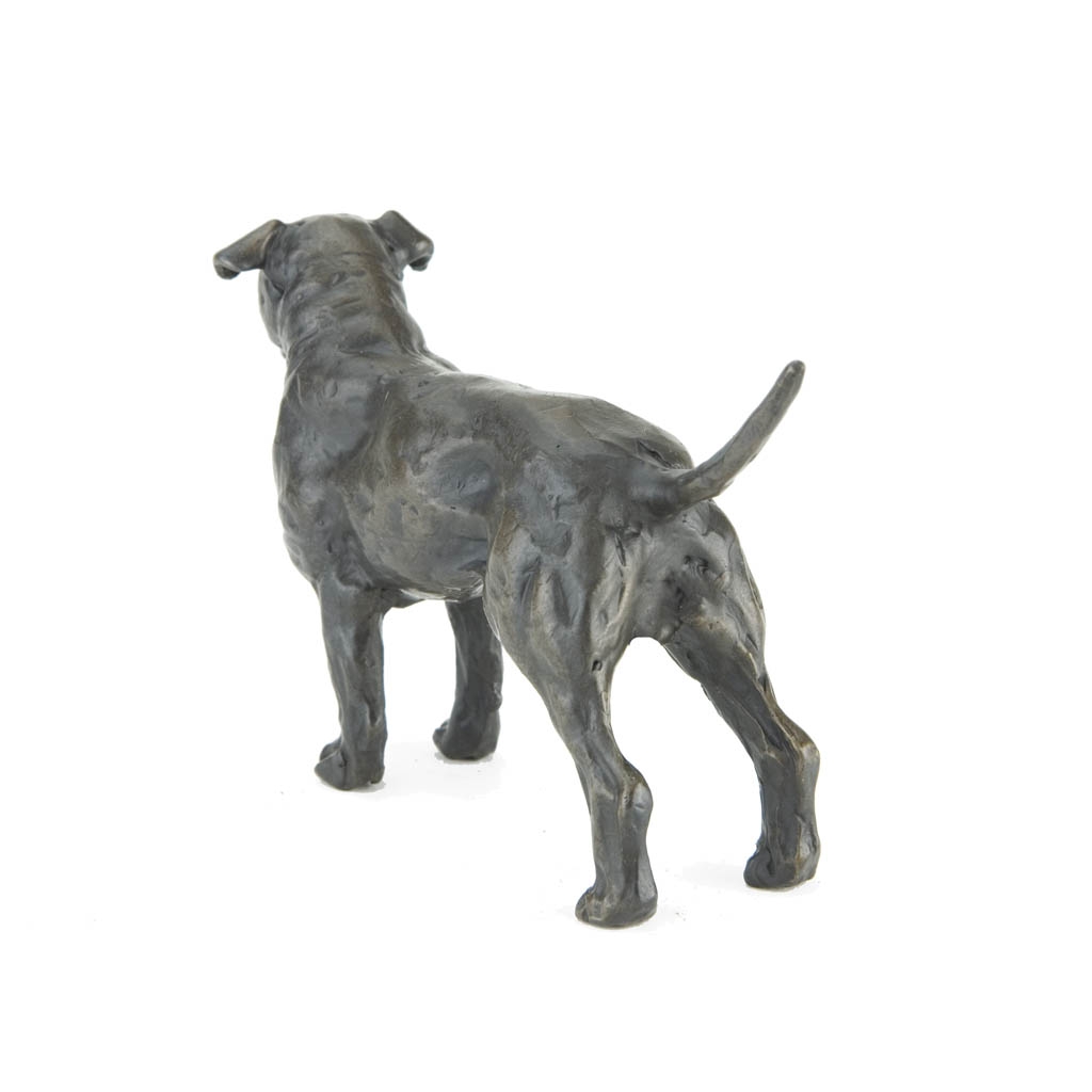 Bronze Dog Sculpture: Female Staffordshire Bull Terrier by Sue Maclaurin