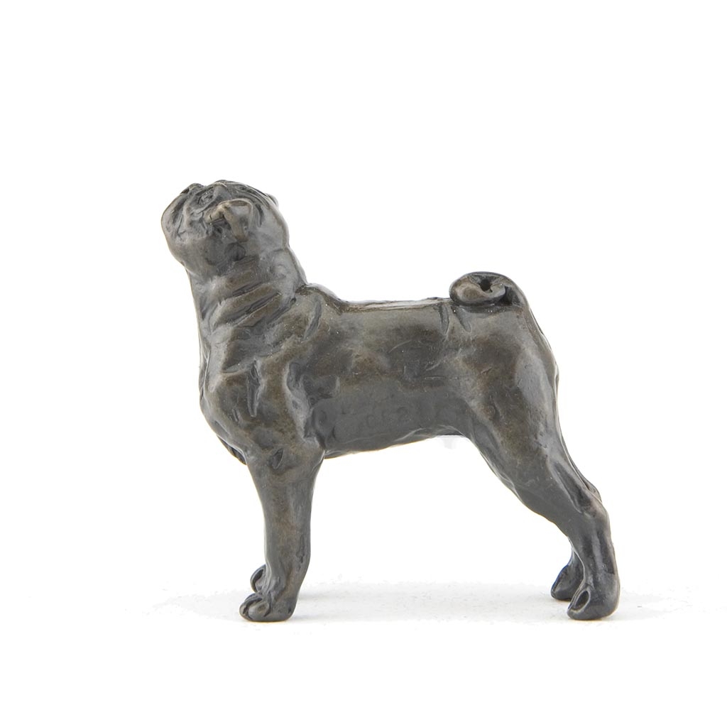 Bronze Dog Sculpture: Female Pug Maquette by Sue Maclaurin