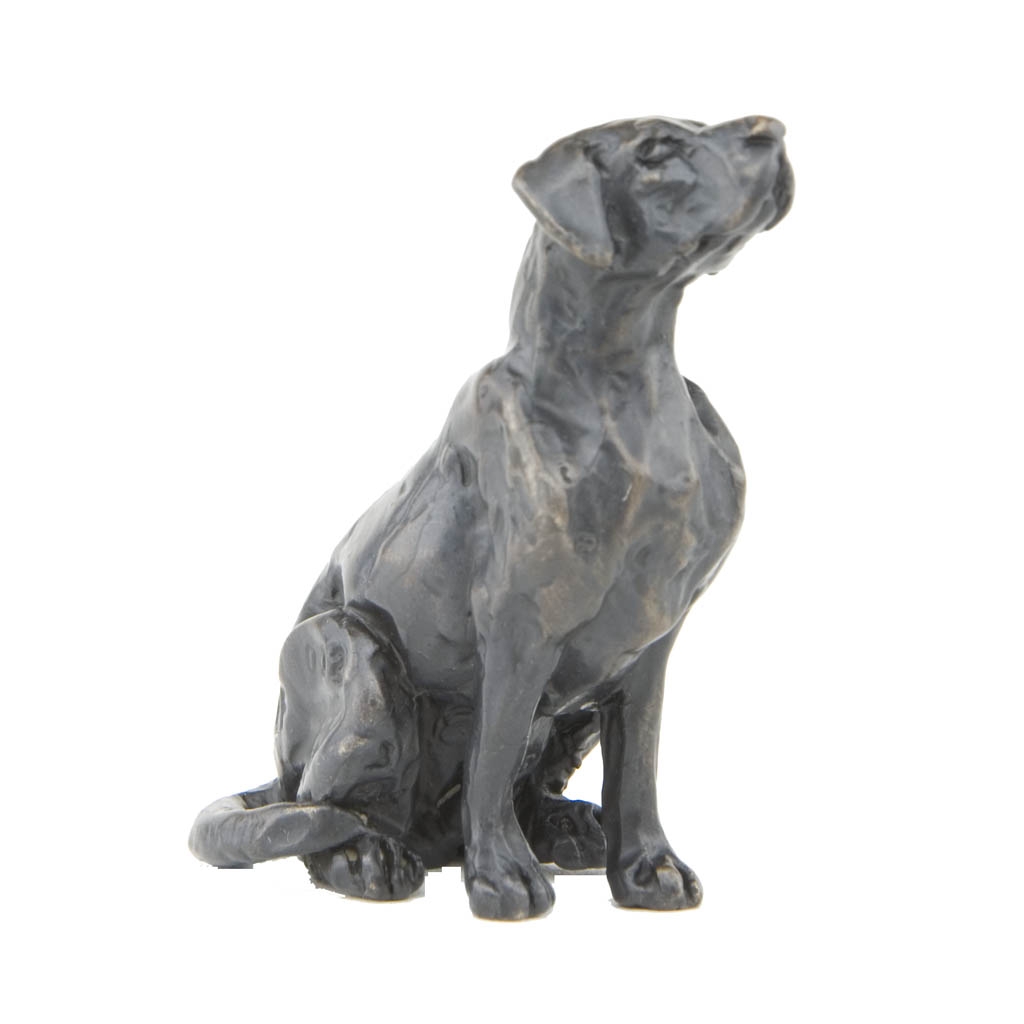 Bronze Dog Sculpture: Female Sitting Labrador Maquette by Sue Maclaurin
